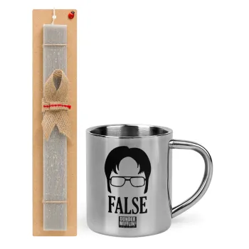 The office Dwight false, Easter Set, metallic thermal cup (300ml) & Easter aromatic flat candle (30cm) (GRAY)