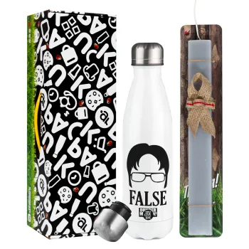 The office Dwight false, Easter candle, metallic white thermos bottle (500ml) & aromatic flat candle (30cm) (GRAY)