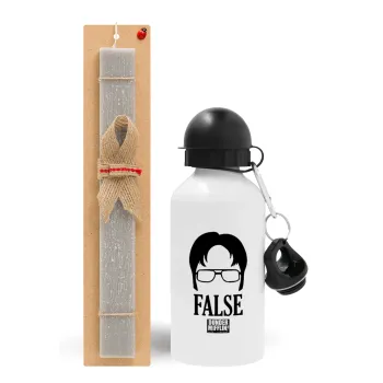 The office Dwight false, Easter Set, metallic aluminum water bottle (500ml) & aromatic flat Easter candle (30cm) (GRAY)