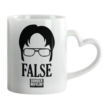 The office Dwight false, Κούπα καρδιά χερούλι λευκή, κεραμική, 330ml
