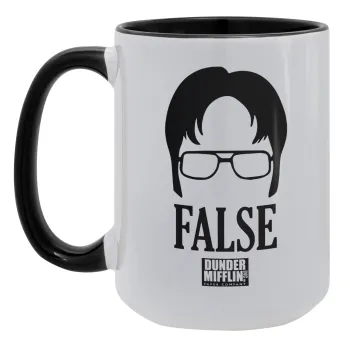 The office Dwight false, Κούπα Mega 15oz, κεραμική Μαύρη, 450ml