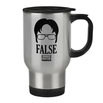The office Dwight false, Stainless steel travel mug with lid, double wall 450ml