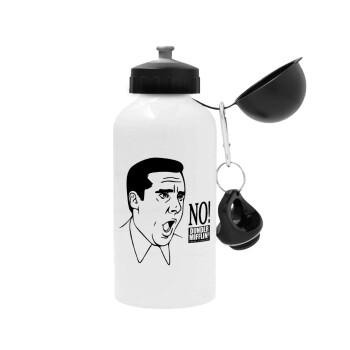 The office Michael NO!!!, Metal water bottle, White, aluminum 500ml