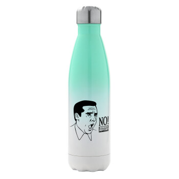 The office Michael NO!!!, Μεταλλικό παγούρι θερμός Πράσινο/Λευκό (Stainless steel), διπλού τοιχώματος, 500ml