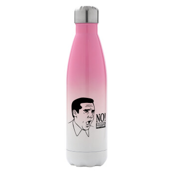 The office Michael NO!!!, Metal mug thermos Pink/White (Stainless steel), double wall, 500ml