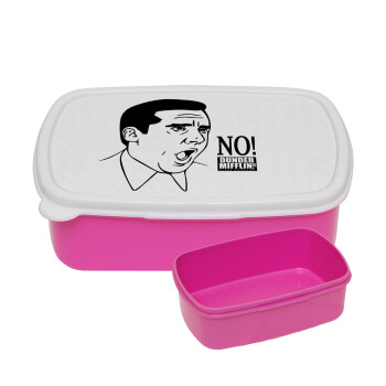 The office Michael NO!!!, ΡΟΖ παιδικό δοχείο φαγητού (lunchbox) πλαστικό (BPA-FREE) Lunch Βox M18 x Π13 x Υ6cm