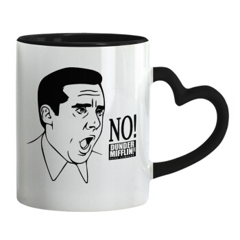The office Michael NO!!!, Κούπα καρδιά χερούλι μαύρη, κεραμική, 330ml