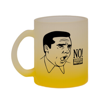 The office Michael NO!!!, Κούπα γυάλινη δίχρωμη με βάση το κίτρινο ματ, 330ml