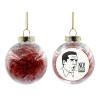 Transparent Christmas tree ball ornament with red filling 8cm