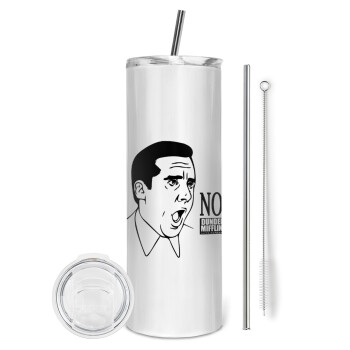 The office Michael NO!!!, Eco friendly stainless steel tumbler 600ml, with metal straw & cleaning brush