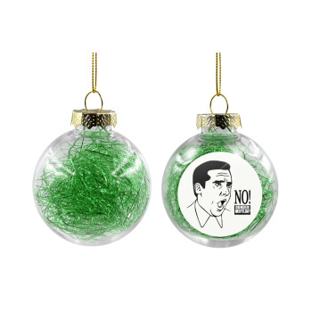 The office Michael NO!!!, Χριστουγεννιάτικη μπάλα δένδρου διάφανη με πράσινο γέμισμα 8cm