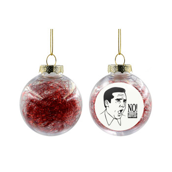 The office Michael NO!!!, Χριστουγεννιάτικη μπάλα δένδρου διάφανη με κόκκινο γέμισμα 8cm