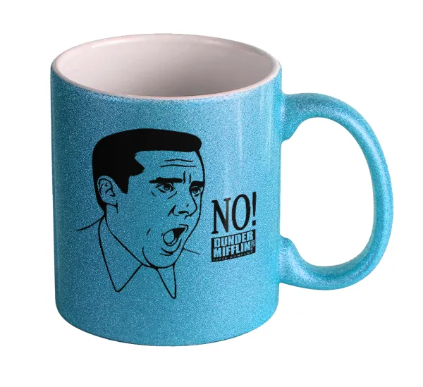 The office Michael NO!!! — Κούπα Σιέλ Glitter που γυαλίζει, κεραμική, 330ml