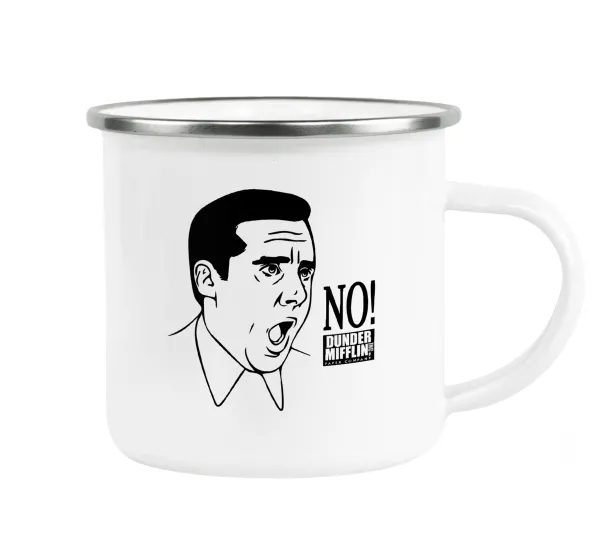 The office Michael NO!!! — Metallic enamel cup white 360ml
