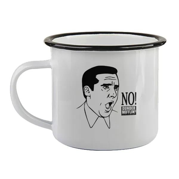 The office Michael NO!!! — Enamel mug with black rim, 360ml