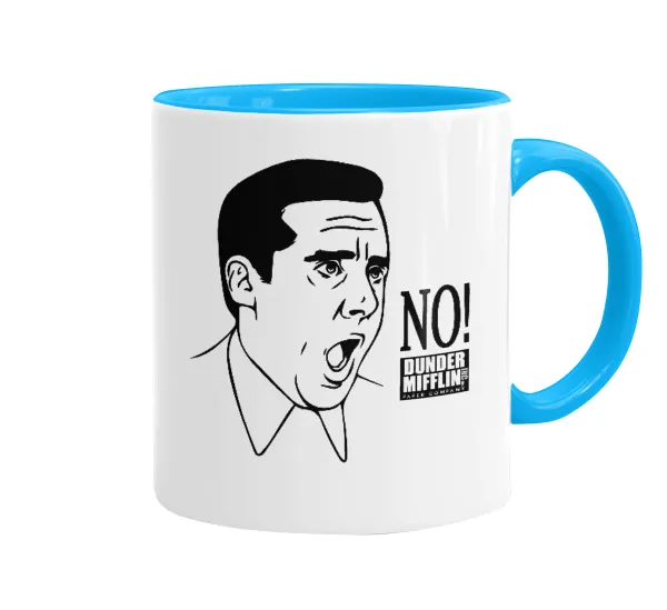 The office Michael NO!!! — Κούπα χρωματιστή γαλάζια, κεραμική, 330ml