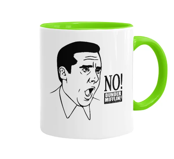The office Michael NO!!! — Κούπα χρωματιστή βεραμάν, κεραμική, 330ml