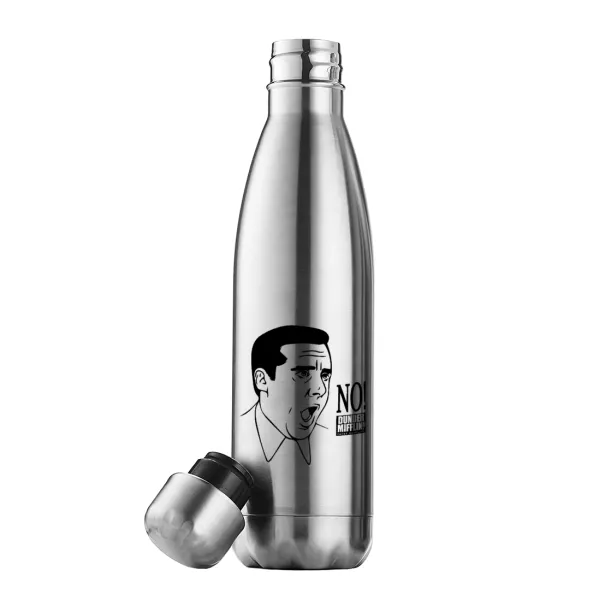 The office Michael NO!!! — Μεταλλικό παγούρι θερμός Inox (Stainless steel), διπλού τοιχώματος, 500ml