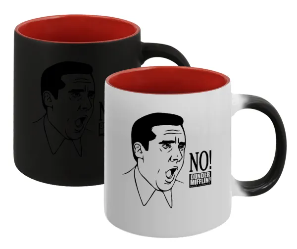 The office Michael NO!!! — Magic mug with red interior, ceramic, 330ml, changes colour with hot drinks