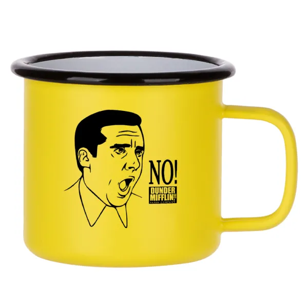 The office Michael NO!!! — Κούπα Μεταλλική εμαγιέ ΜΑΤ Κίτρινη 360ml