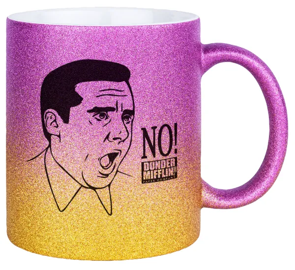 The office Michael NO!!! — Κούπα Χρυσή/Ροζ Glitter, κεραμική, 330ml