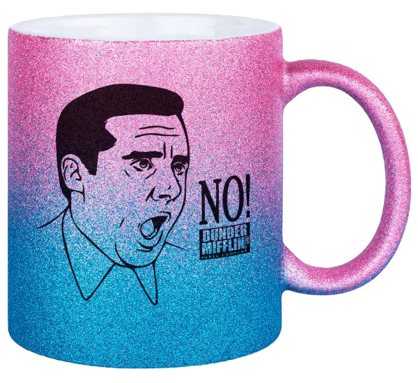 The office Michael NO!!! — Κούπα Χρυσή/Μπλε Glitter, κεραμική, 330ml