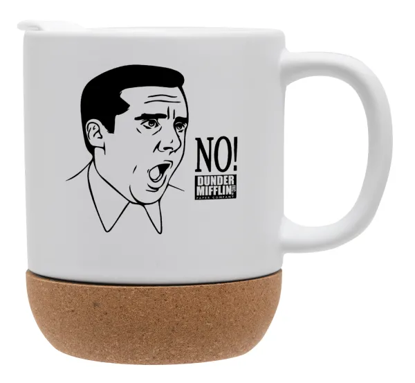 The office Michael NO!!! — Κούπα, κεραμική με βάση φελού και καπάκι (ΜΑΤ), 330ml