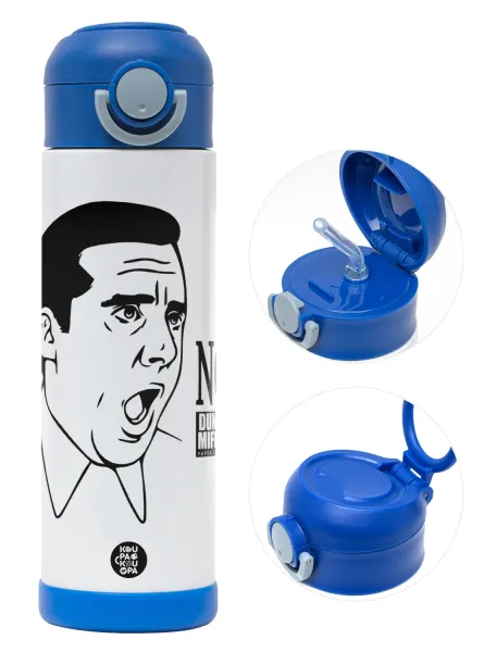 The office Michael NO!!! — Children's hot water bottle, stainless steel, with safety straw, BLUE (500ml)