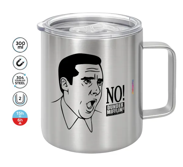 The office Michael NO!!! — Double-walled stainless steel mug 300ml with temperature-retaining lid