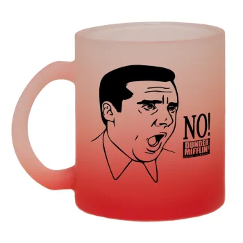 The office Michael NO!!!, Κούπα γυάλινη δίχρωμη με βάση το κόκκινο ματ, 330ml