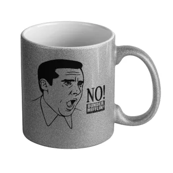 The office Michael NO!!!, Κούπα Ασημένια Glitter που γυαλίζει, κεραμική, 330ml