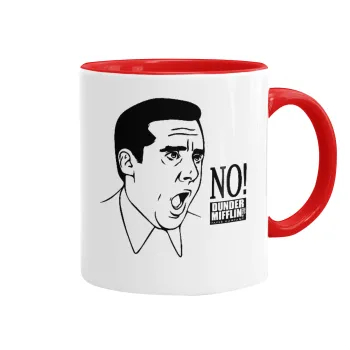 The office Michael NO!!!, Κούπα χρωματιστή κόκκινη, κεραμική, 330ml