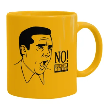 The office Michael NO!!!, Ceramic coffee mug yellow, 330ml