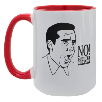 The office Michael NO!!!, Κούπα Mega 15oz, κεραμική Κόκκινη, 450ml