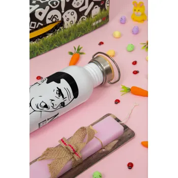 The office Michael NO!!!, Πασχαλινή Λαμπάδα με παγούρι μεταλλικό (620ml, stainless steel) & κερί αρωματικό πλακέ (30cm) (ΡΟΖ)