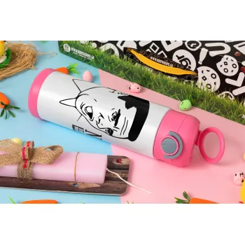 The office Michael NO!!!, Easter candle, Childrens hot water bottle, stainless steel, with safety straw, PINK (500ml)