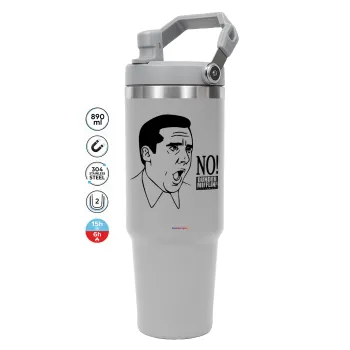 The office Michael NO!!!, ΓΚΡΙ χρώματος Θερμός Ανοξείδωτο 890ml (30oz) με χερούλι