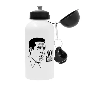 The office Michael NO!!!, Metal water bottle, White, aluminum 500ml