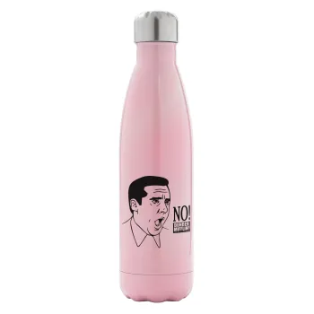 The office Michael NO!!!, Metal mug thermos Pink Iridiscent (Stainless steel), double wall, 500ml