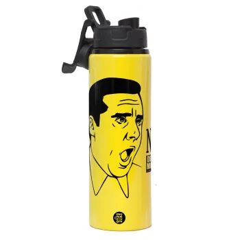 The office Michael NO!!!, Μεταλλικό παγούρι νερού με καπάκι ασφαλείας, αλουμινίου 850ml