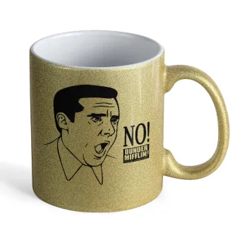The office Michael NO!!!, Κούπα Χρυσή Glitter που γυαλίζει, κεραμική, 330ml