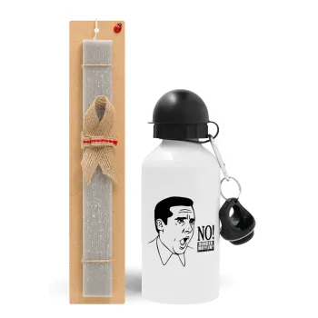 The office Michael NO!!!, Easter Set, metallic aluminum water bottle (500ml) & aromatic flat Easter candle (30cm) (GRAY)