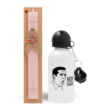 The office Michael NO!!!, Easter Set, metallic aluminum bottle (500ml) & aromatic flat Easter candle (30cm) (PINK)