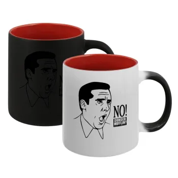 The office Michael NO!!!, Κούπα Μαγική εσωτερικό κόκκινο, κεραμική, 330ml που αλλάζει χρώμα με το ζεστό ρόφημα