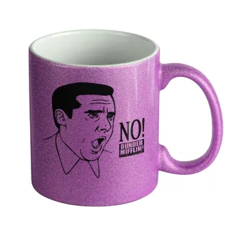 The office Michael NO!!!, Κούπα Μωβ Glitter που γυαλίζει, κεραμική, 330ml