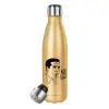 Glitter gold stainless steel thermos bottle, double-walled, 500ml