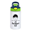 The office Jim Halpert, Children's hot water bottle, stainless steel, with safety straw, green, blue (350ml)