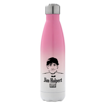 The office Jim Halpert, Metal mug thermos Pink/White (Stainless steel), double wall, 500ml