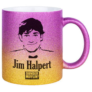 The office Jim Halpert, Κούπα Χρυσή/Ροζ Glitter, κεραμική, 330ml