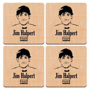 The office Jim Halpert, ΣΕΤ x4 Σουβέρ ξύλινα τετράγωνα plywood (9cm)